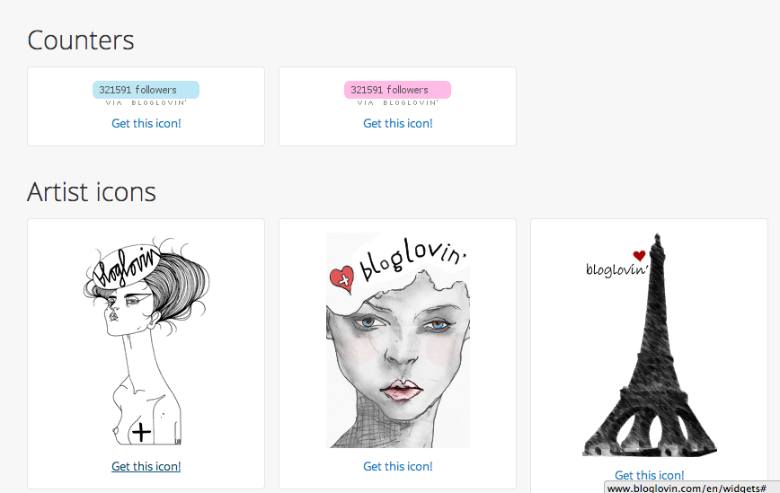 forskellige Bloglovin' ikoner
