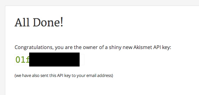 Akismet API key